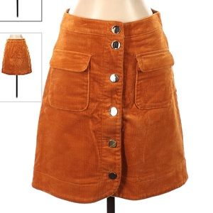 Loft retro corduroy gold button up skirt | size 4